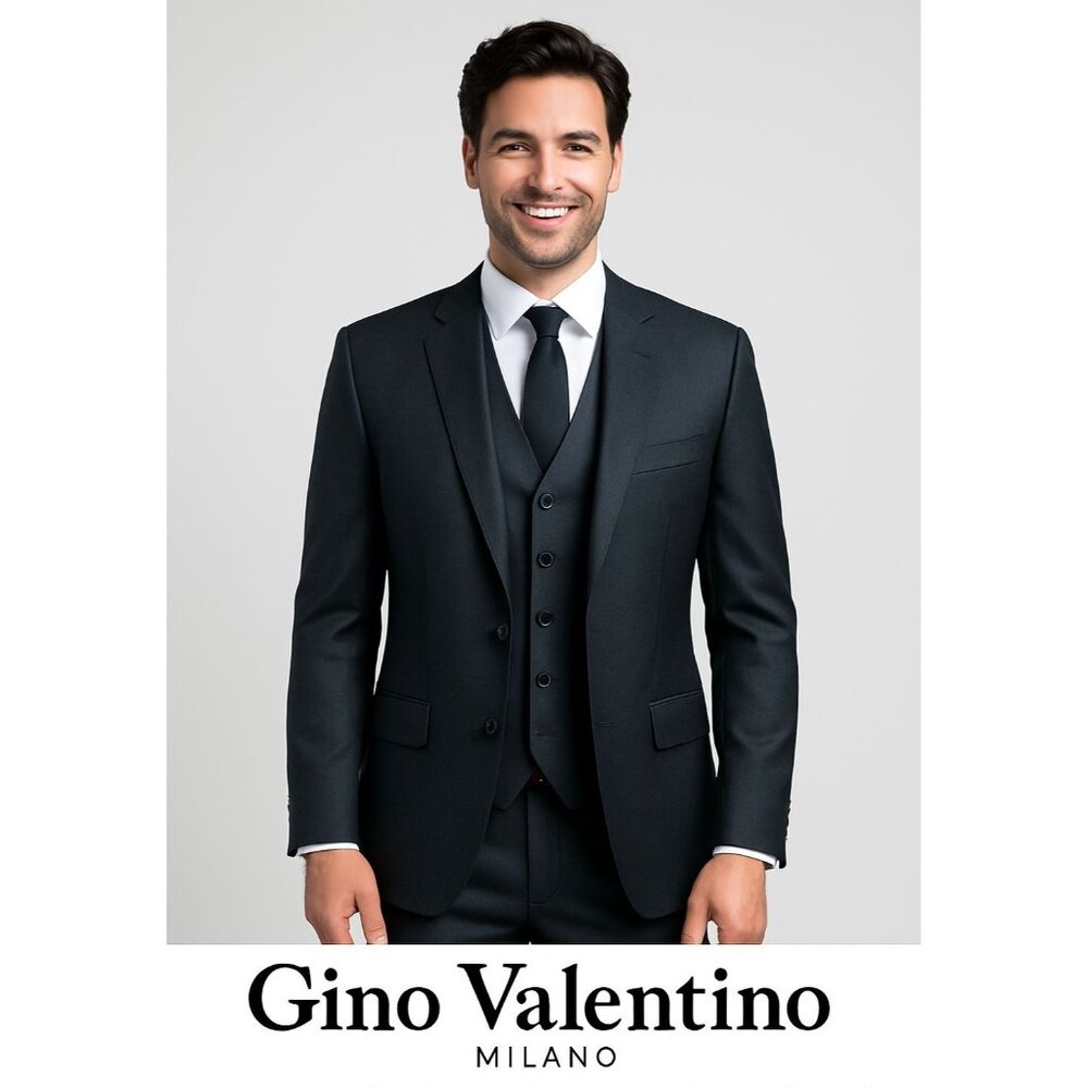 Gino Valentino Milano Men's 2-Piece Suit Jacket + Vest | Size 36S | Wool & Silk